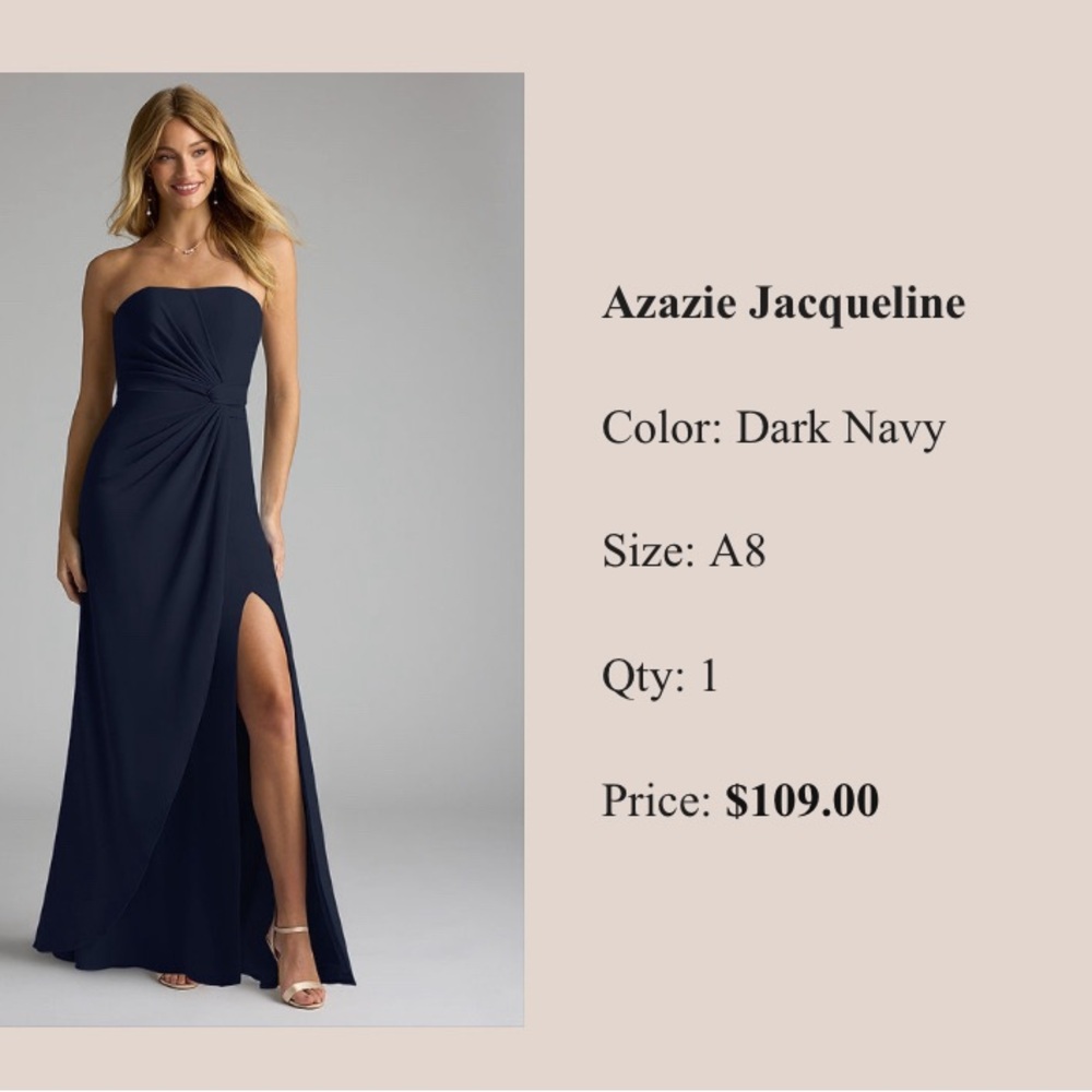 Azazie navy bridesmaid dress